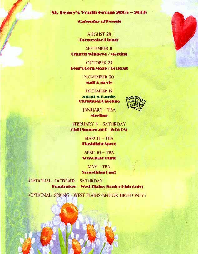 This is an image of our 2005 - 2006 schedule of activities.